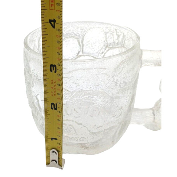 (2) McDonald's Flintstones Cups 1993 Collectible Glass Mug Bedrock Stone Handles - Picture 12 of 12